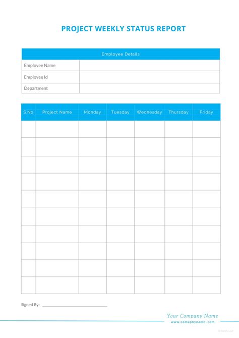 simple project weekly status report template